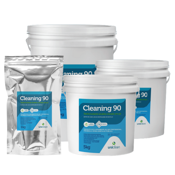 Detergente alcalino clorado em pó para limpeza  CIP de equipamentos de ordenha – CLEANING 90